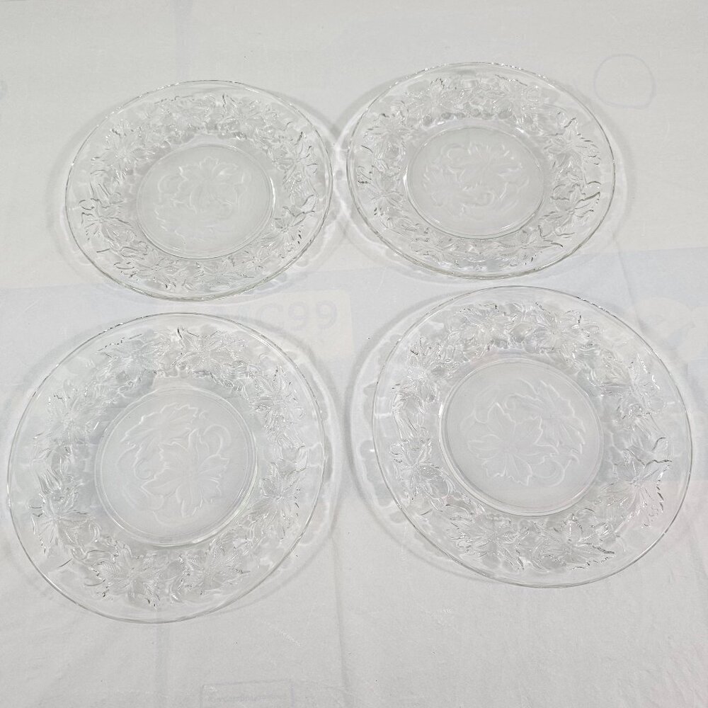 Fantasia Princess House Crystal & Frosted Bottom Dessert Appetizer Plates - 4